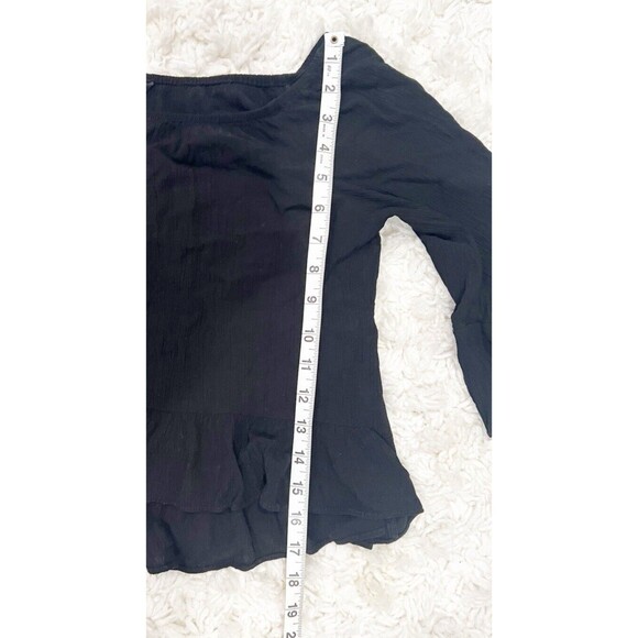 Zara Womens Black Cropped Flowy Sleeve Whimsigoth Witchy Boxy Medium‎ Top Shirt - Picture 3 of 4